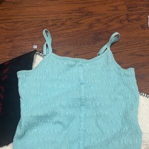 Women's Light Blue Smocked Tank Top